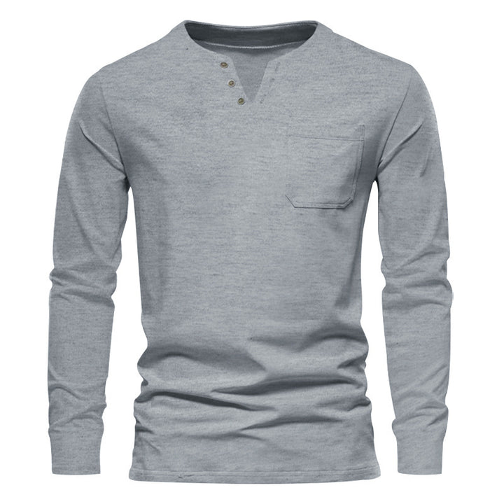 Herren Langarm-Henley-Shirt mit praktischer Brusttasche und modischem Design Echoarchiv