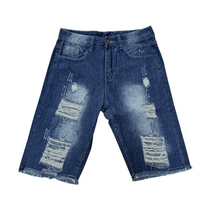 Herren Destroyed Denim-Shorts mit unregelmäßigem Saum und modischen Rissdetails Echo Archiv