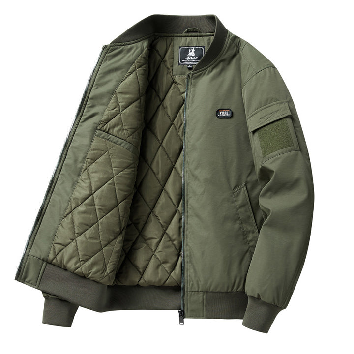 Herren Leichte Utility-Bomberjacke mit Ärmel‑Pattentasche und Rippbündchen – Brevano