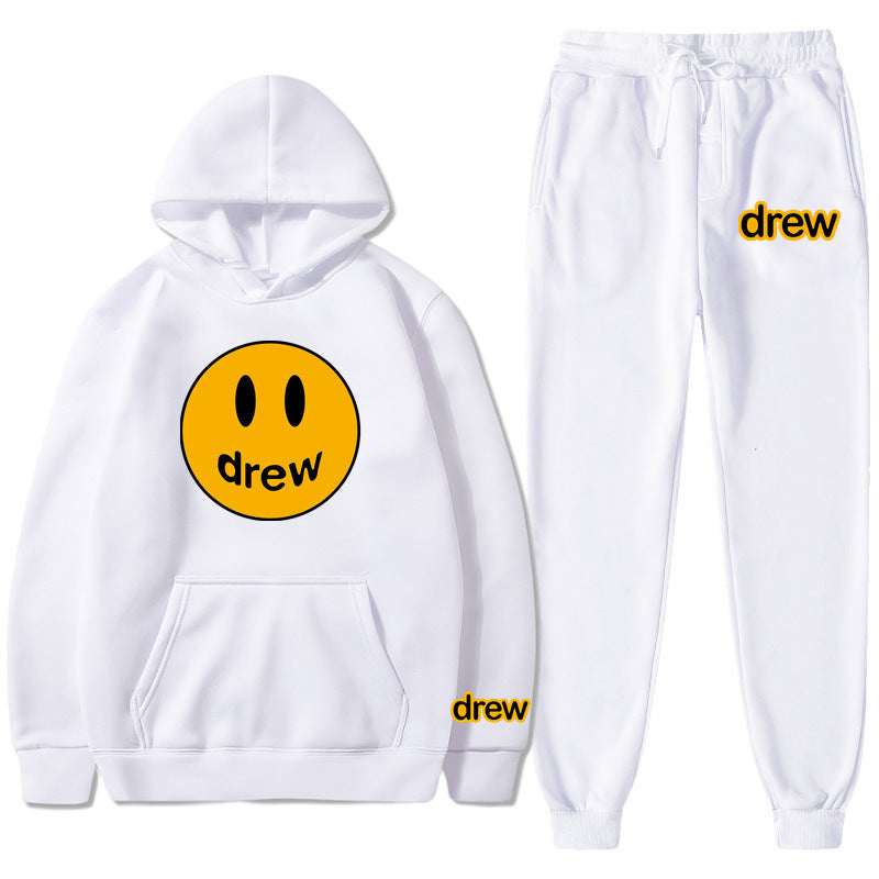 Unisex nan zweiteiliges Lounge-Set aus French-Terry mit Smiley-Print Kapuzenpullover und tapered Jogginghose Echo Archiv