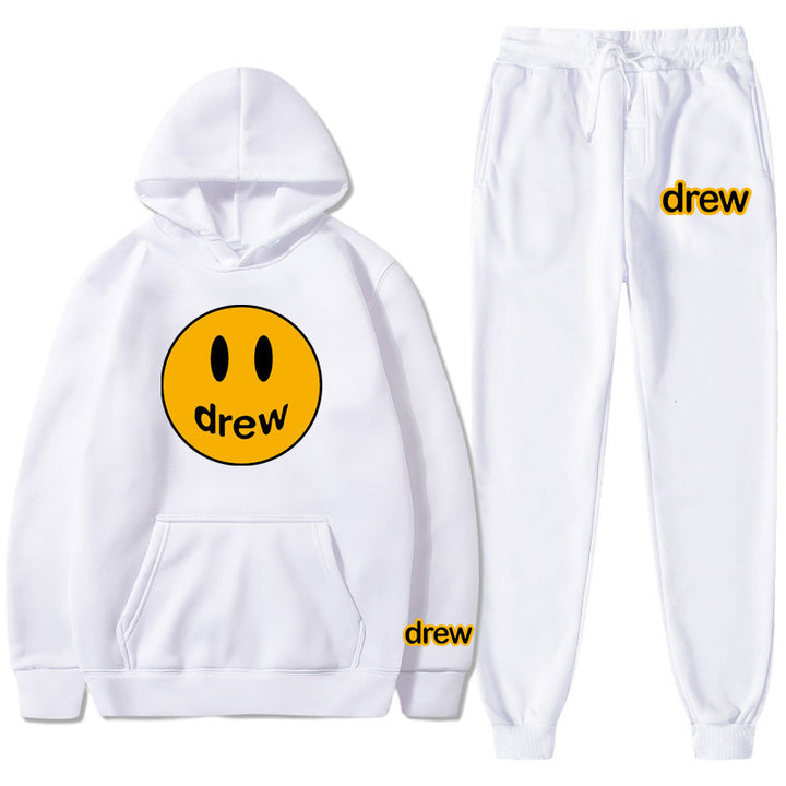 Unisex nan zweiteiliges Lounge-Set aus French-Terry mit Smiley-Print Kapuzenpullover und tapered Jogginghose Echo Archiv
