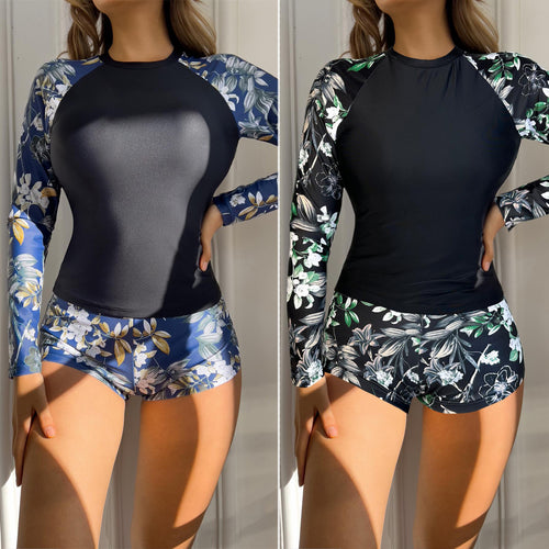 Damen Langarm Rashguard mit floralem Muster Echo Archiv