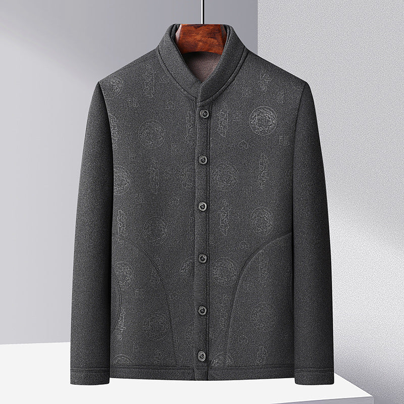 Herren modische Strickjacke mit hochgeschlossenem Kragen und Knopfleiste Echoarchiv