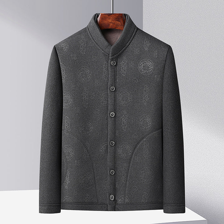 Herren modische Strickjacke mit hochgeschlossenem Kragen und Knopfleiste Echoarchiv
