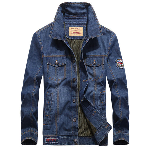Herren Jeansjacke im Worker‑Stil mit Aufnäher und Mesh‑Futter – Denvaro