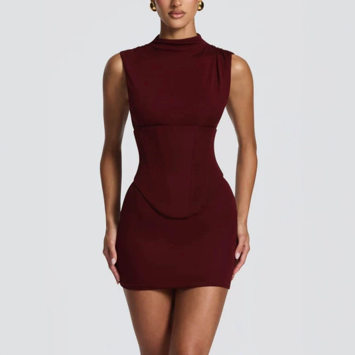 Damen Enganliegendes Stretch-Minikleid mit hohem Kragen Echo Archiv