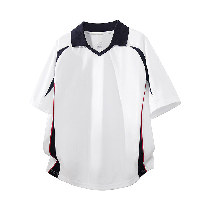 Herren Sportives Oversize-Poloshirt mit V-Ausschnitt, Kontrastpaspeln und atmungsaktivem Material Echo Archiv