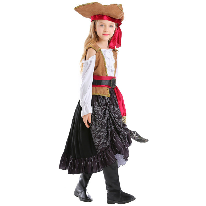 Mädchen Piratenkostüm mit authentischen Accessoires und schwingendem Rock Echo Archiv