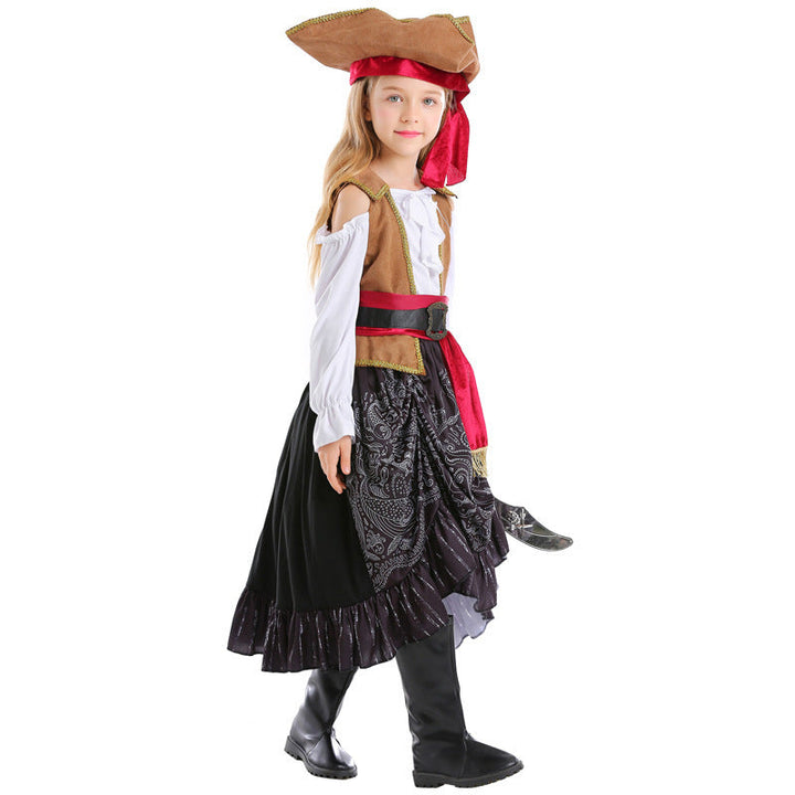 Mädchen Piratenkostüm mit authentischen Accessoires und schwingendem Rock Echo Archiv
