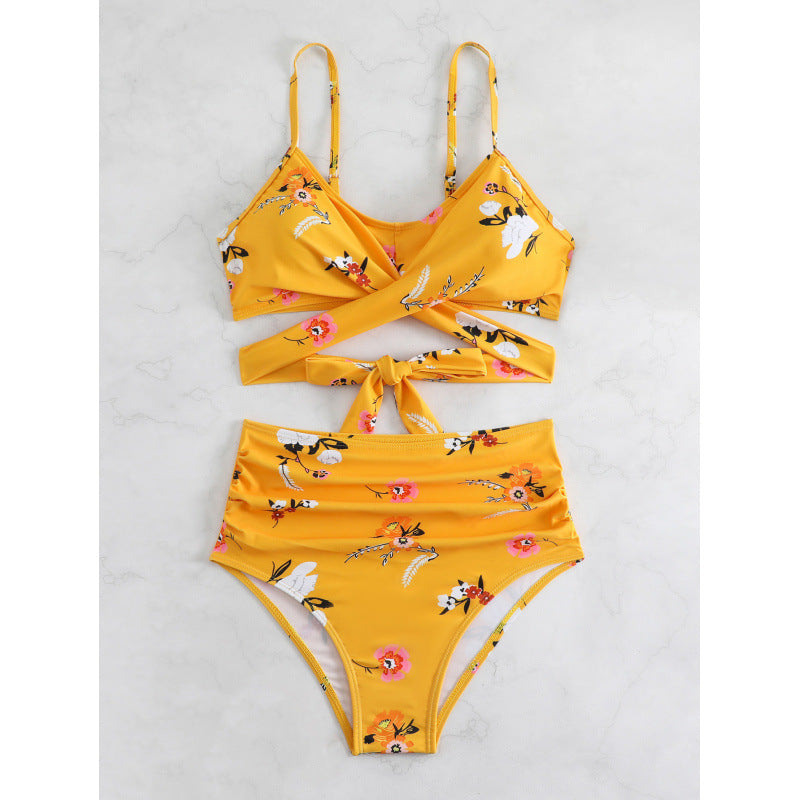 Damen Bikiniset mit hohem Bund und geknotetem Oberteil Echo Archiv