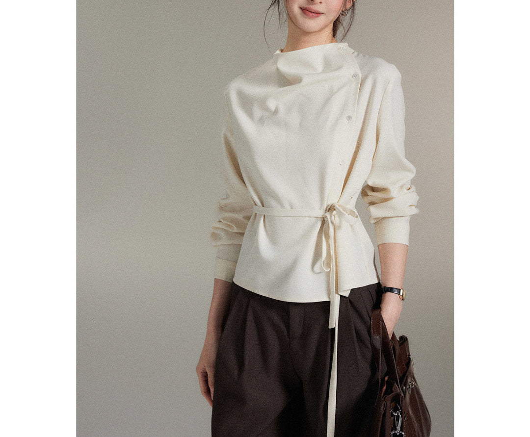Damen Modische Bluse mit Wickel-Ausschnitt Echoarchiv