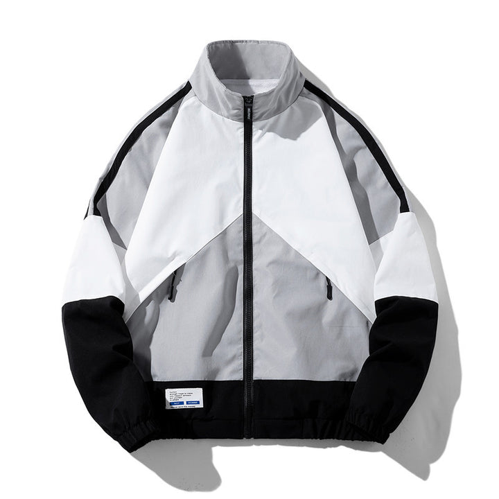 Herren Sportliche Track-Windbreakerjacke mit Stehkragen, Mesh‑Futter und Reißverschlusstaschen Echo Archiv