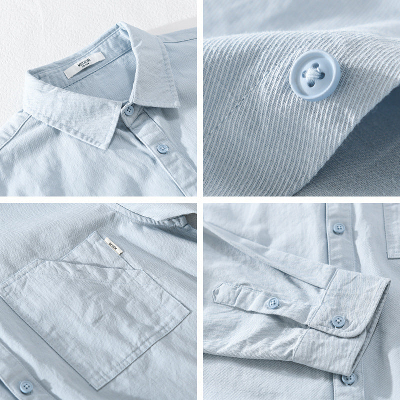 Herren Leichtes strukturiertes Baumwoll-Overshirt mit Brusttasche und entspannter Passform Echoarchiv