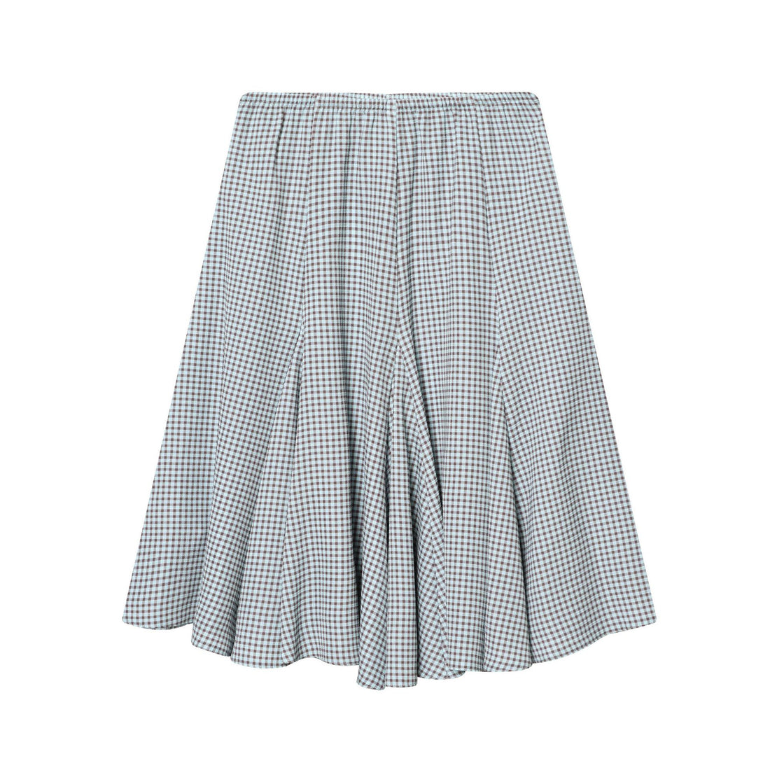 Damen ausgestellter Midirock mit Vichy-Karo und elastischem Bund – Rosévia