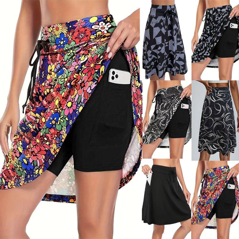 Damen Funktionelle Strandshorts mit Floralem Überwurf Echoarchiv