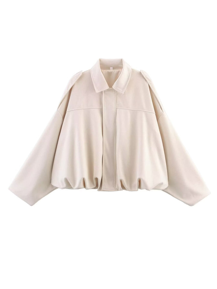 Damen lockere Cropped Jacke aus Wildlederimitat Echoarchiv