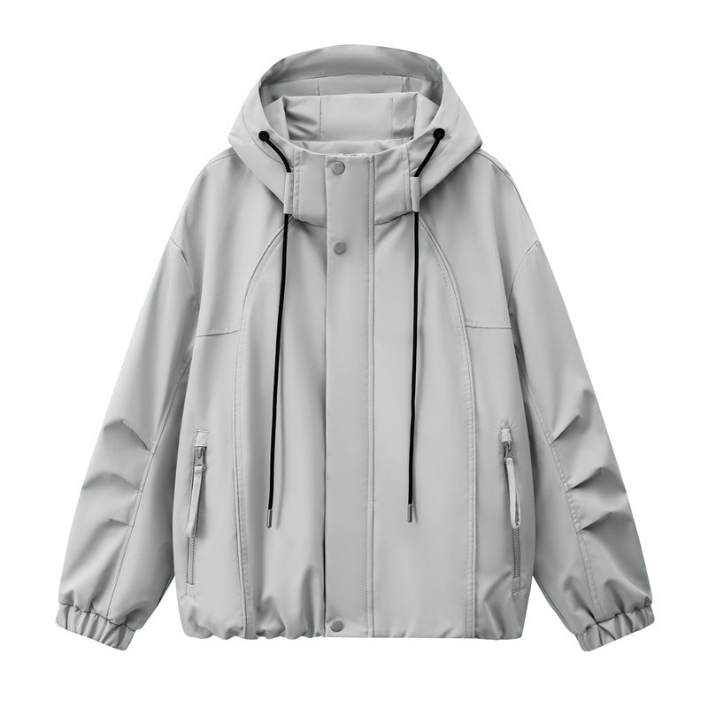 Herren Leichte Kapuzen-Utility-Übergangsjacke mit wasserabweisender Außenhülle und elastischem Saum Echoarchiv