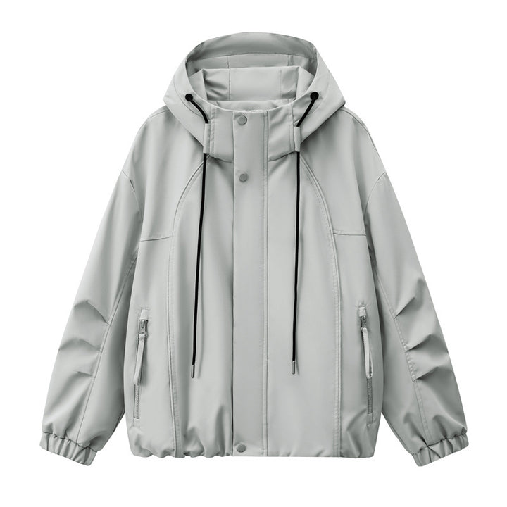 Herren Leichte Kapuzen-Utility-Übergangsjacke mit wasserabweisender Außenhülle und elastischem Saum Echoarchiv