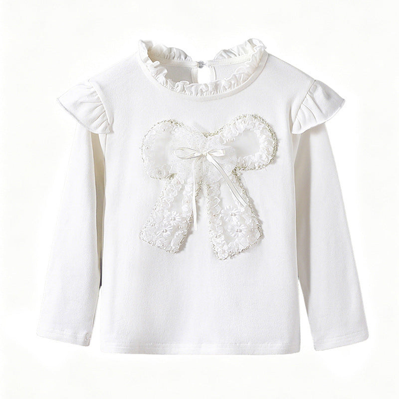 Mädchen Langarmshirt mit romantischem Rüschendesign und dekorativem Schleifenmotiv Echo Archiv