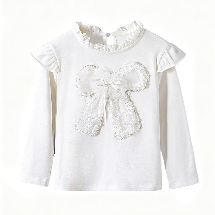 Mädchen Langarmshirt mit romantischem Rüschendesign und dekorativem Schleifenmotiv Echo Archiv