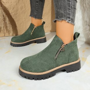Damen nan Wildlederoptik-Ankleboots mit seitlichem Reißverschluss, Pull-Tab und profilierter Traktorsohle Echo Archiv