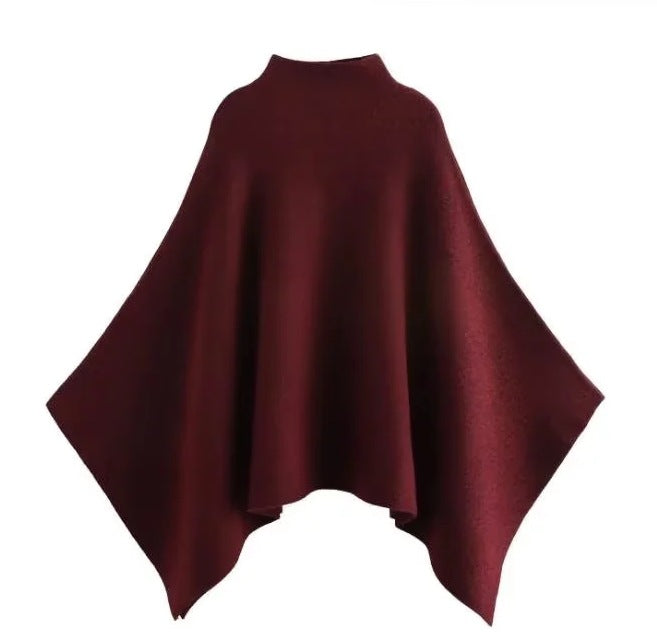 Damen 100+ feiner Oversize Poncho mit Stehkragen und asymmetrischem Saum Echo Archiv