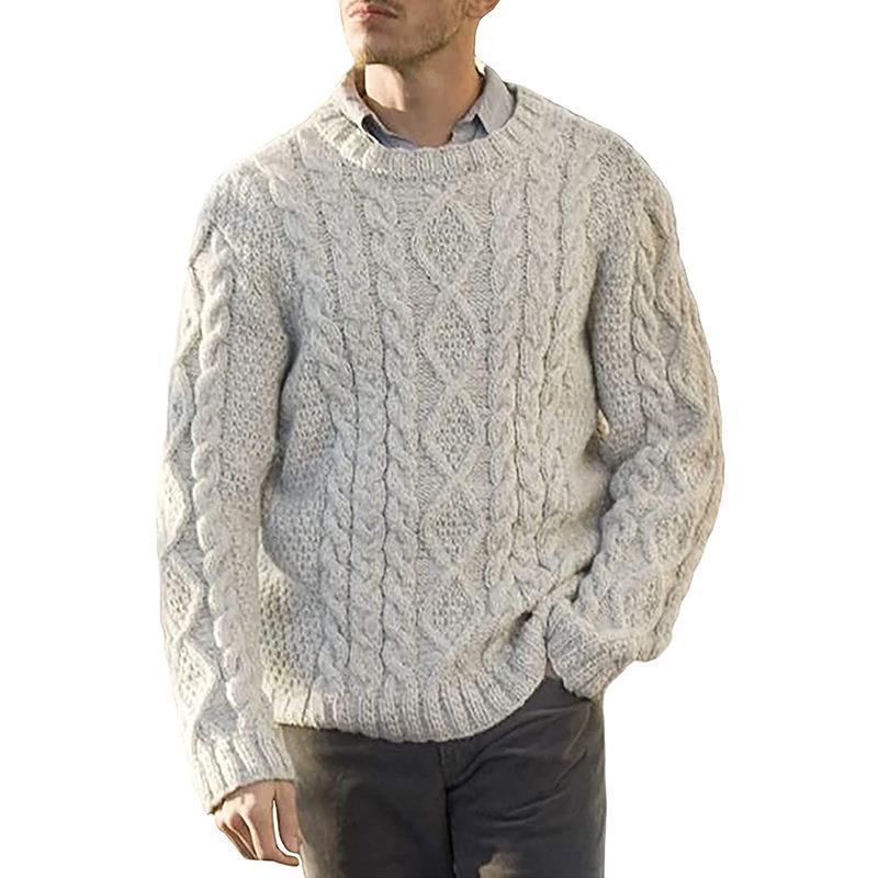 Herren Grobstrickpullover mit klassischem Zopfmuster Echoarchiv
