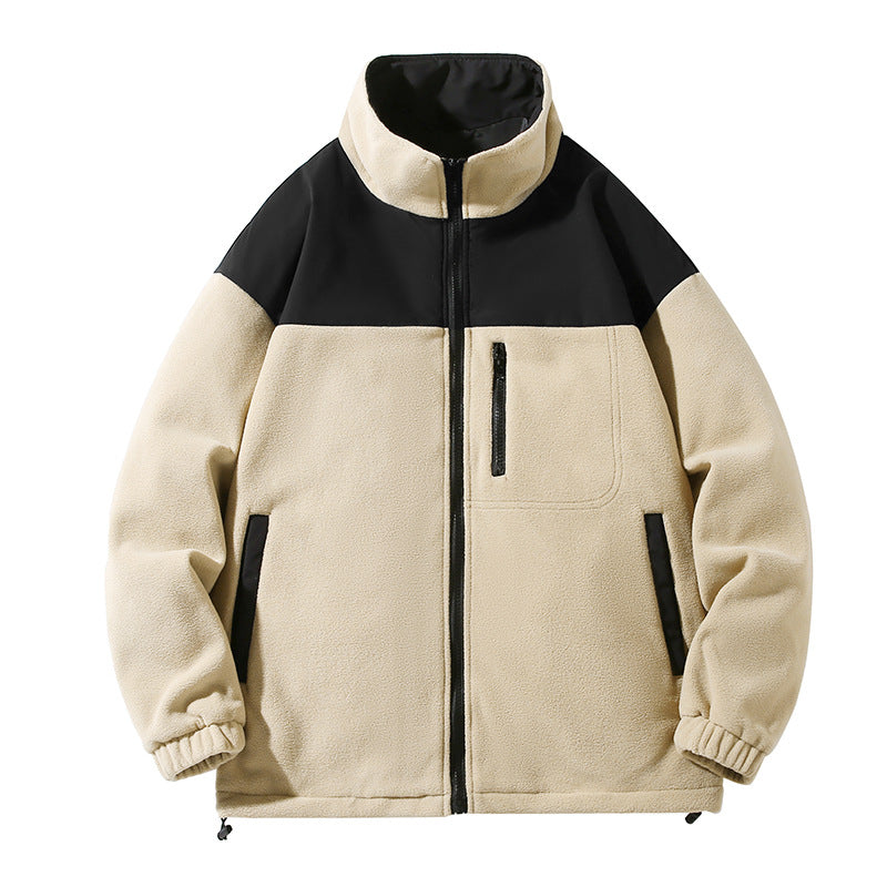 Herren Fleecejacke mit hohem Kragen und Reißverschlusstaschen Echoarchiv