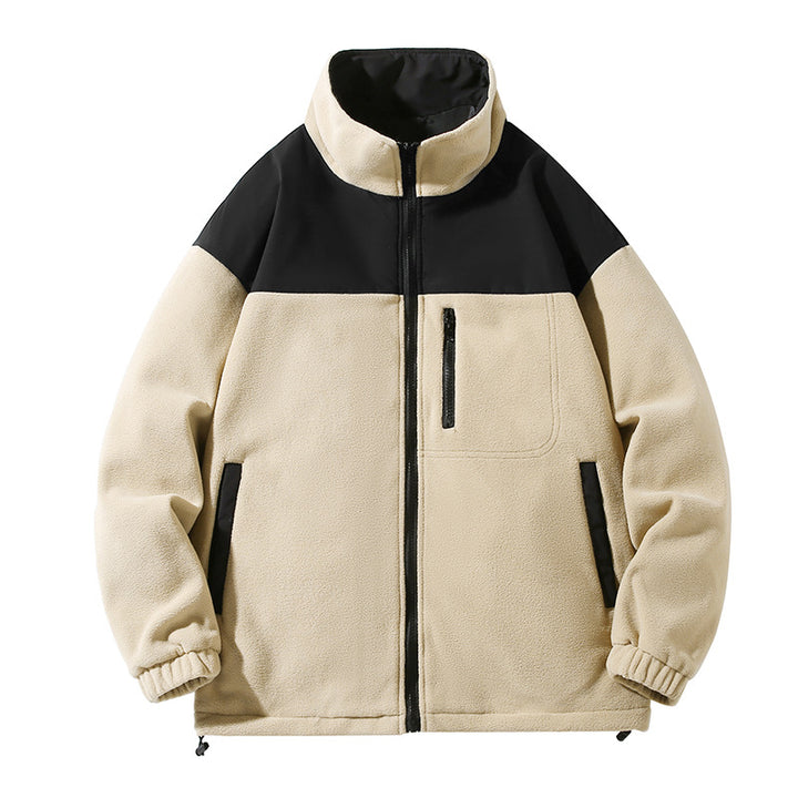 Herren Fleecejacke mit hohem Kragen und Reißverschlusstaschen Echoarchiv