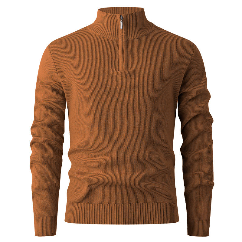 Herren nan Slim-Fit Halbzip-Strickpullover aus Merino-Baumwollmix mit verstärktem Stehkragen Echo Archiv