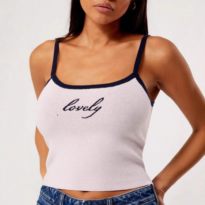 Damen Figurbetontes Crop-Top mit edlem Schriftzug Echo Archiv