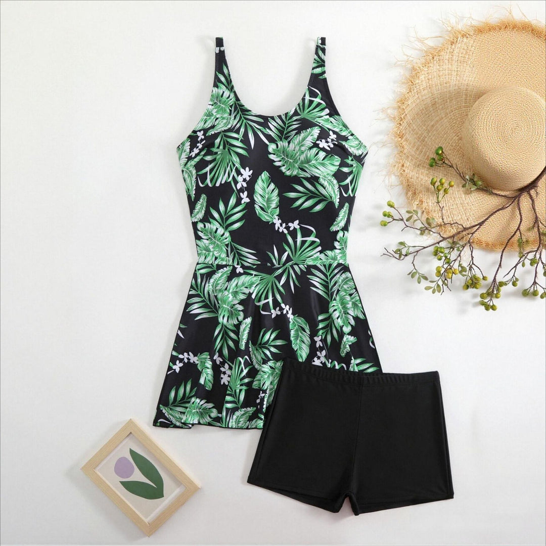 Damen Sportlicher Badeanzug mit floralem Design und integrierten Shorts Echo Archiv