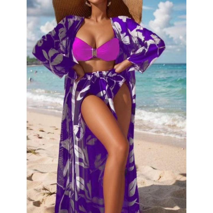 Damen Bikini-Set mit floralem Überrock und stilvollem Bandeau-Oberteil Echo Archiv