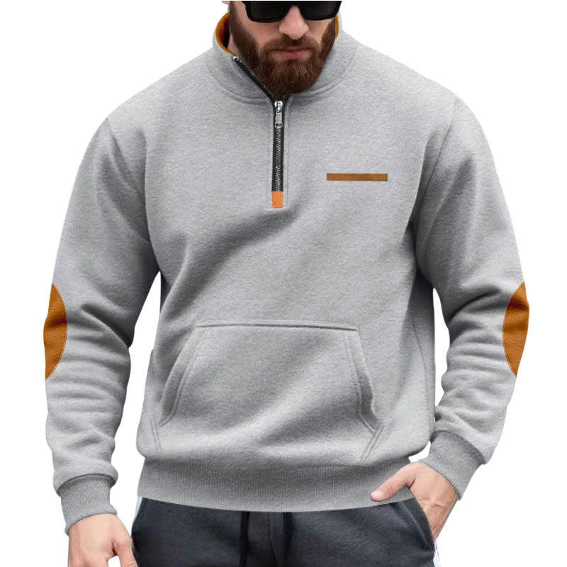 Herren Kapuzenpullover mit halbem Reißverschluss und farblichen Akzenten Echoarchiv