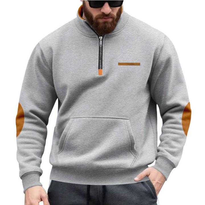 Herren Kapuzenpullover mit halbem Reißverschluss und farblichen Akzenten Echoarchiv