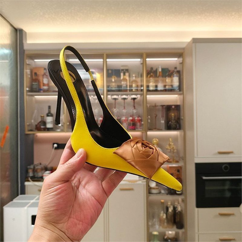 Damen spitze Slingback-Stilettos mit Satin-Rosenapplikation Echo Archiv