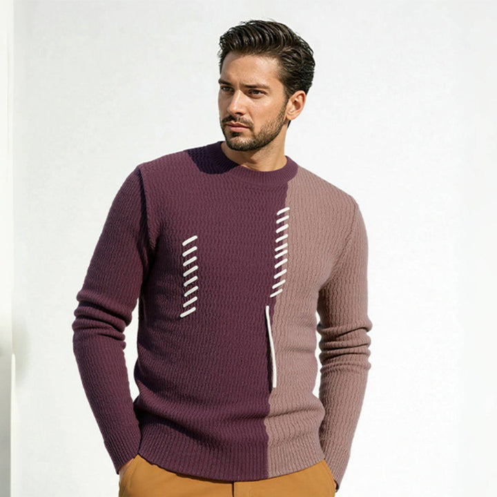 Herren Pullover mit kreativem Strukturdesign und Kontraststreifen Echoarchiv