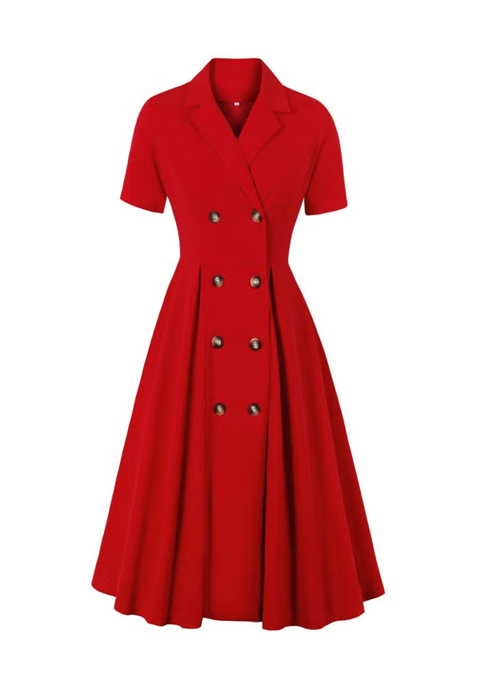 Damen elegantes Midikleid mit doppelter Knopfleiste und schwingendem Rock Echo Archiv