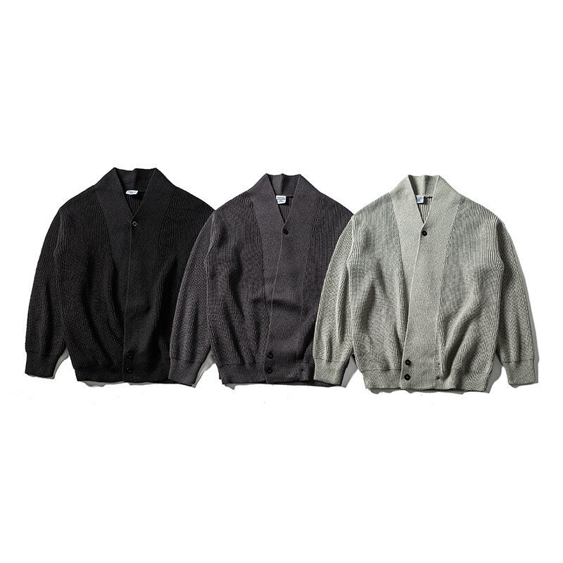Unisex Oversize‑Strickcardigan mit Schalkragen, Strukturmix und Knopfleiste Echo Archiv