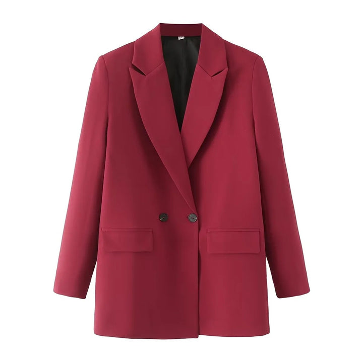 Damen Oversize Doppelreihiger Blazer mit fallendem Revers und weicher Innenfütterung – Valéne
