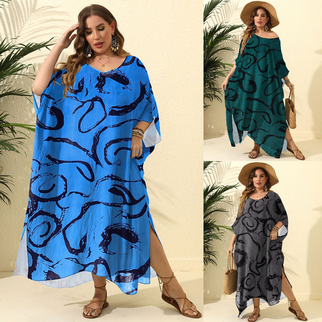 Damen luftiger Kaftan mit stylishem Muster Echo Archiv