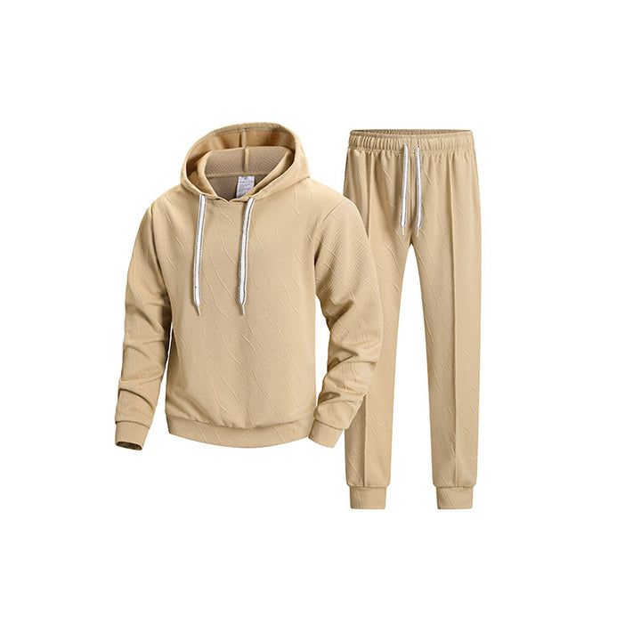Herren Komfort-Trainingsset mit Kapuzen‑Hoodie, konischer Jogginghose & Strukturmuster Echoarchiv