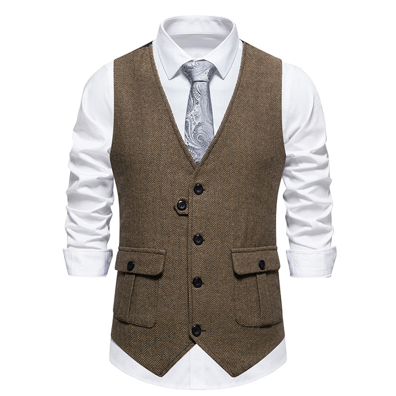 Herren elegante Weste im strukturierten Hahnentrittdesign Echoarchiv