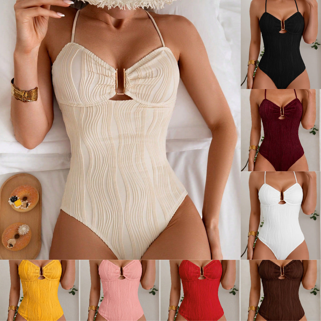 Damen Eleganter Badeanzug mit gerafften Details Echo Archiv