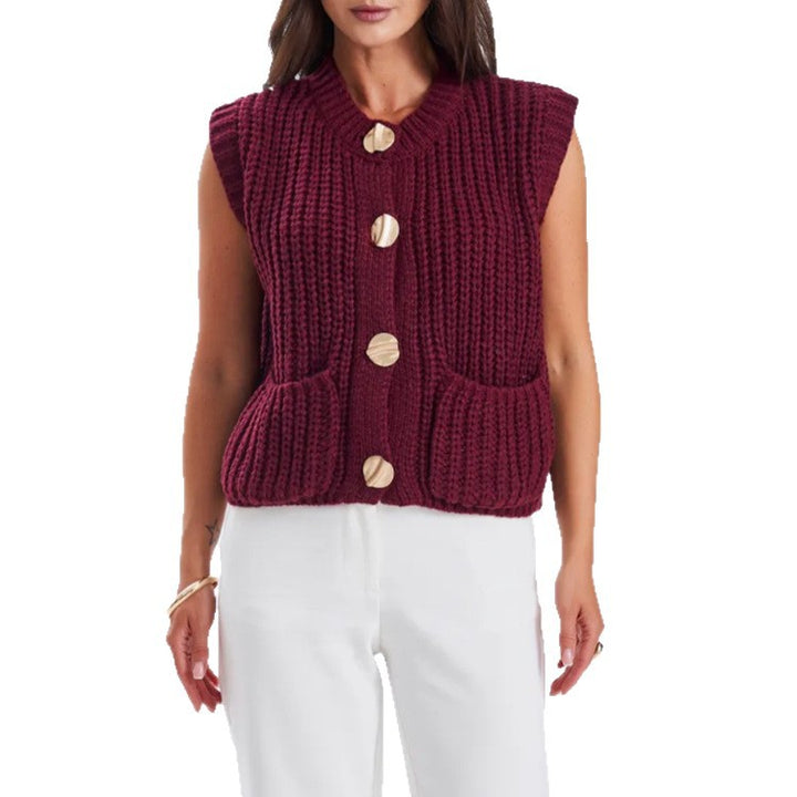 Damen Grobgestrickter Oversize Cardigan mit Zierknöpfen – Veloura