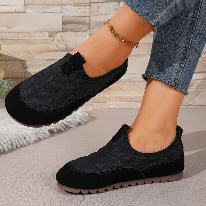 Damen Gepolsterte gesteppte Slip-On Freizeitschuhe mit rutschfester Profilsohle Echo Archiv
