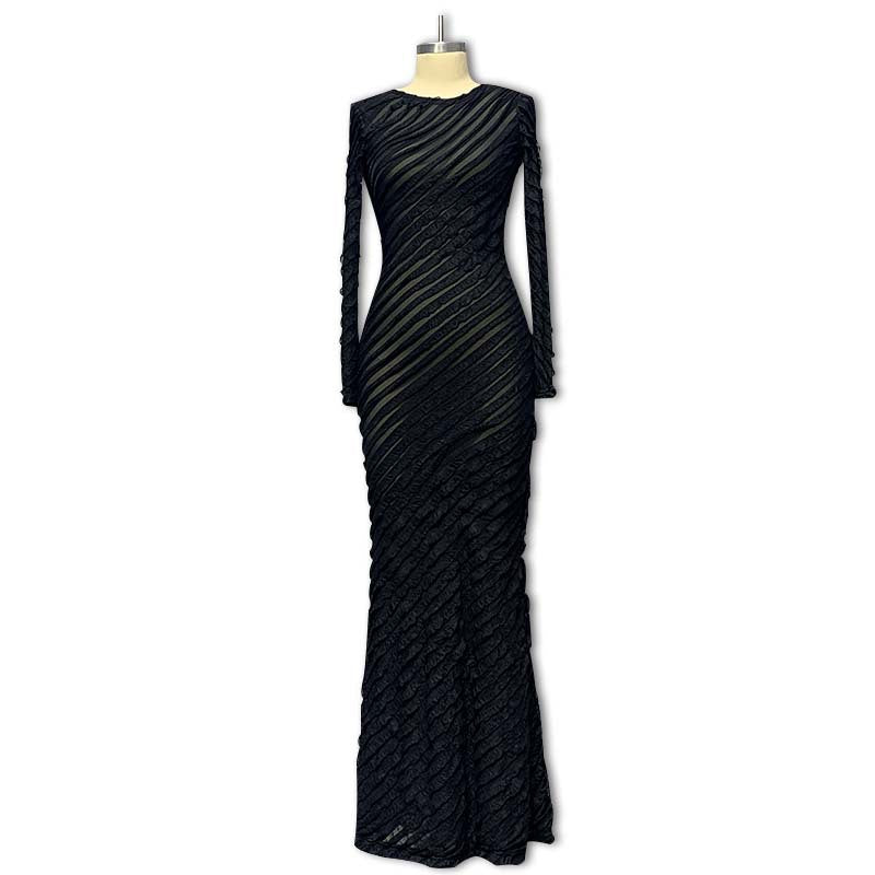Damen Elegantes Maxikleid mit texturiertem Design Echo Archiv