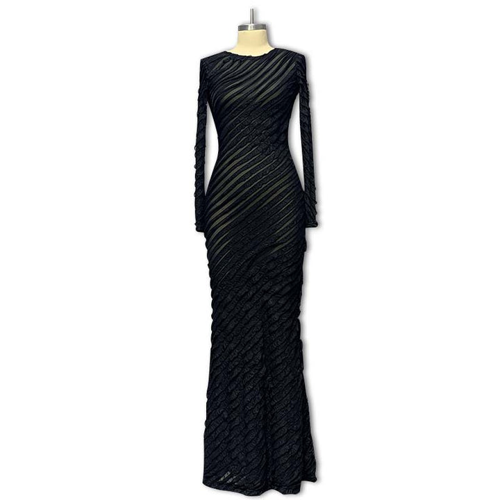 Damen Elegantes Maxikleid mit texturiertem Design Echo Archiv