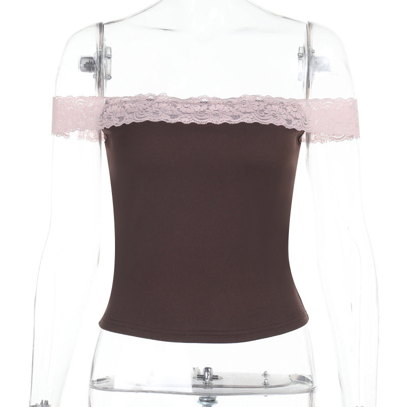 Damen Off-Shoulder Top mit zarten Spitzenakzenten Echo Archiv