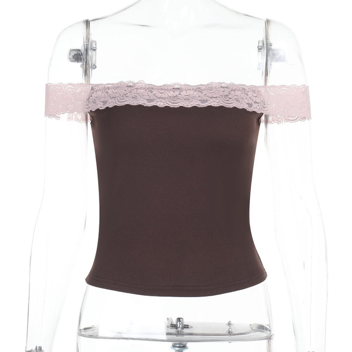 Damen Off-Shoulder Top mit zarten Spitzenakzenten Echo Archiv